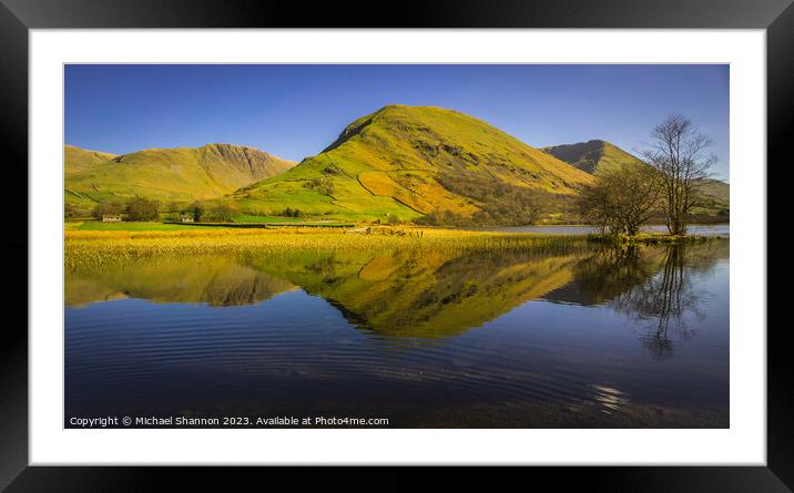 Looking across Brothers Water in the Lake District Framed Mounted Print by Michael Shannon