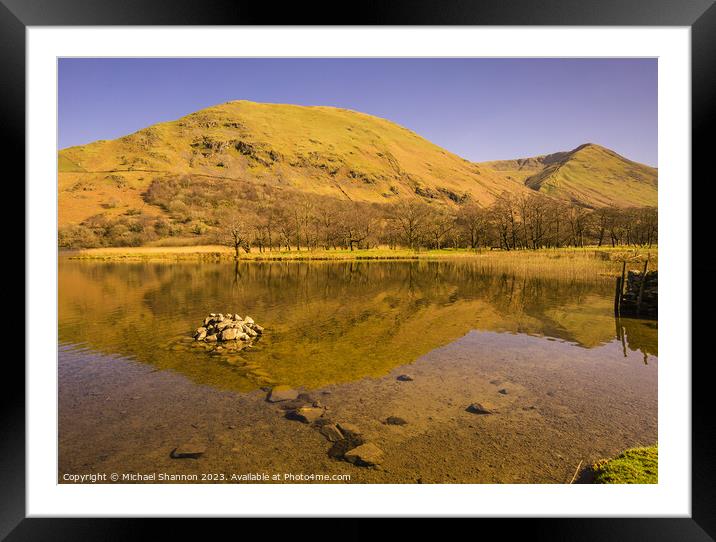 Looking across Brothers Water in the English Lake  Framed Mounted Print by Michael Shannon