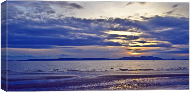 Glorious sunset over Arran viewed from Ayr Canvas Print by Allan Durward Photography