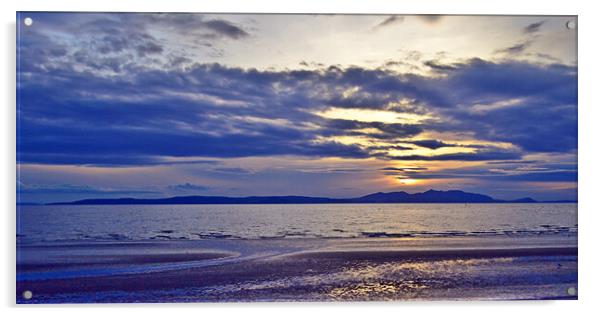 Glorious sunset over Arran viewed from Ayr Acrylic by Allan Durward Photography