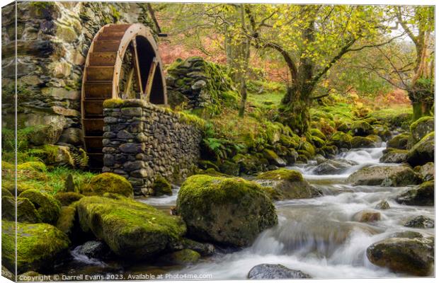 Old Mill Wheel Canvas Print by Darrell Evans