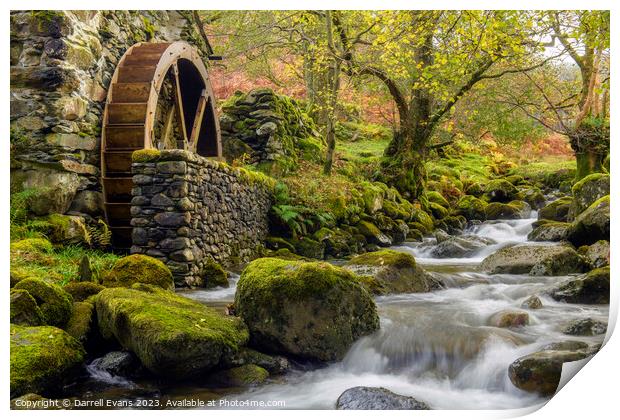 Old Mill Wheel Print by Darrell Evans