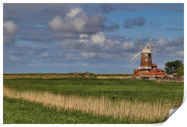 Cley windmill in norfolk basking in the afternoon sun  Print by Tony lopez