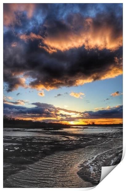 Moody sunset over Saint Osyth Creek  Print by Tony lopez