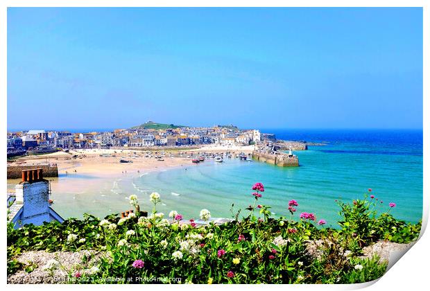 St. Ives Harbour, Cornwall, UK. Print by john hill