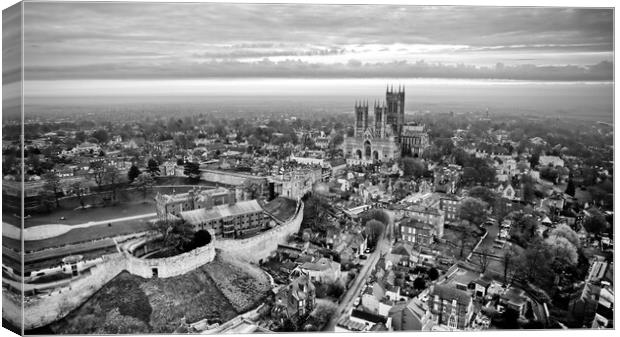 Lincoln Cathedral Black and White Canvas Print by Apollo Aerial Photography