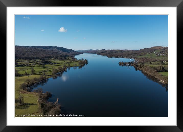 Coniston Water from a drone Framed Mounted Print by Ian Cramman