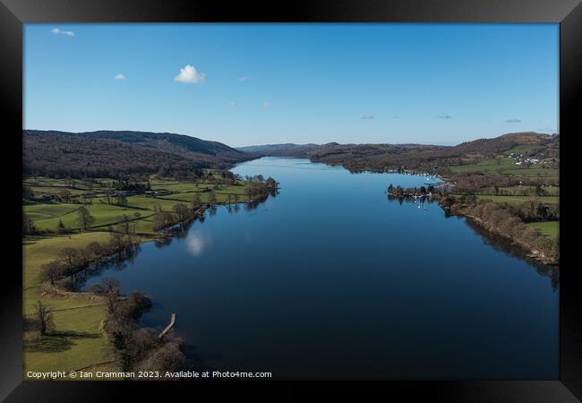 Coniston Water from a drone Framed Print by Ian Cramman