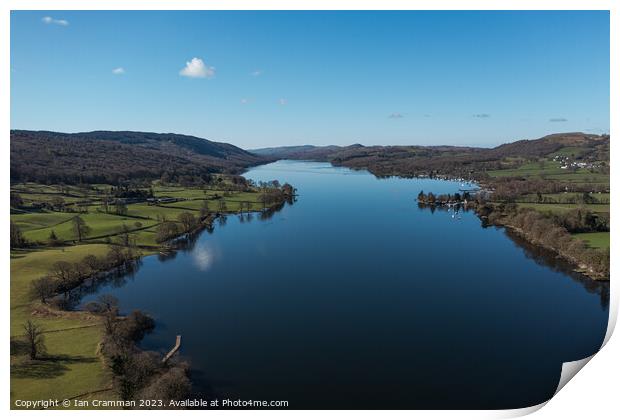Coniston Water from a drone Print by Ian Cramman