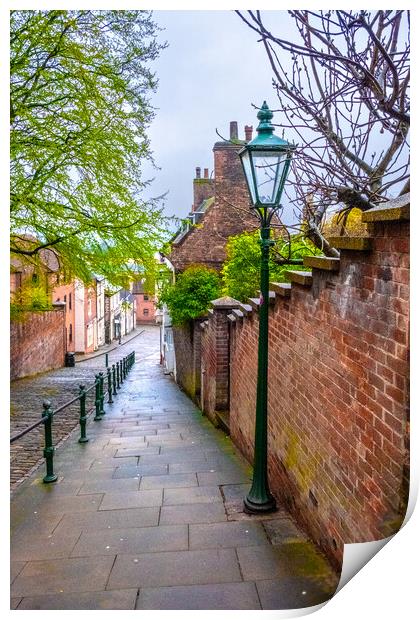 Discover the Quaint Charm of Lincolns Steep Hill Print by Steve Smith