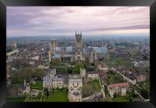 Lincoln Cathedral Sunrise Framed Print by Apollo Aerial Photography