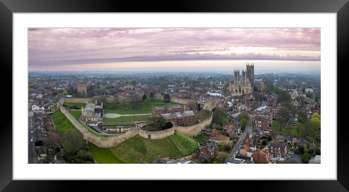 Lincoln Cathedral and Castle  Framed Mounted Print by Apollo Aerial Photography