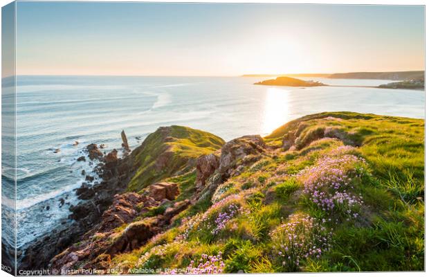 Burgh Island from Bantham, South Devon Canvas Print by Justin Foulkes