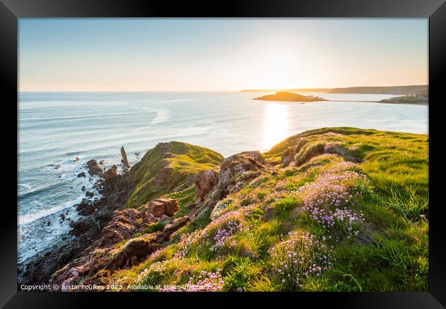 Burgh Island from Bantham, South Devon Framed Print by Justin Foulkes