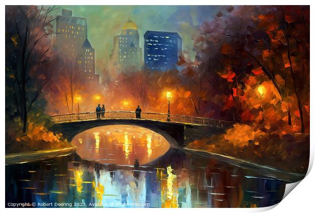 Central Park Bridge Print by Robert Deering