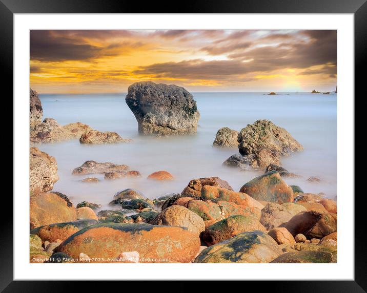 Radiant Sunrise over Scotland's Rocky Outcrop Framed Mounted Print by Steven King