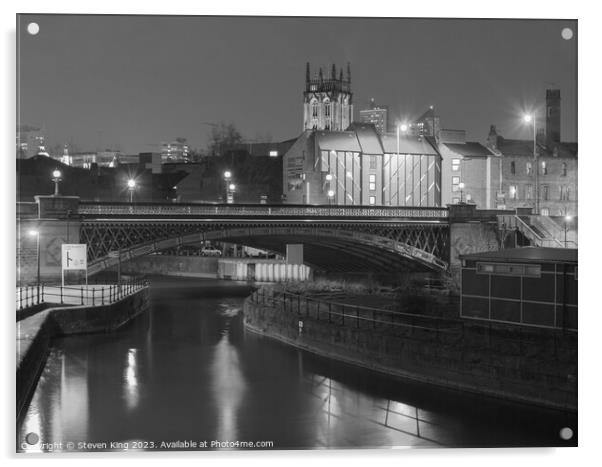 Illuminated Kingsway Bridge at Night Acrylic by Steven King