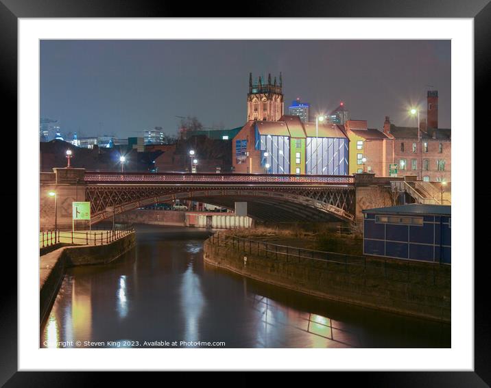 The Enchanting Night View of Leeds Canal Framed Mounted Print by Steven King