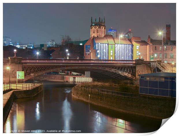The Enchanting Night View of Leeds Canal Print by Steven King