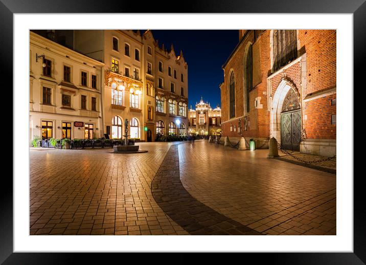 Old Town in Krakow at Night Framed Mounted Print by Artur Bogacki