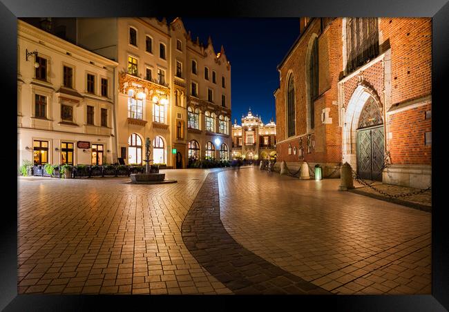 Old Town in Krakow at Night Framed Print by Artur Bogacki