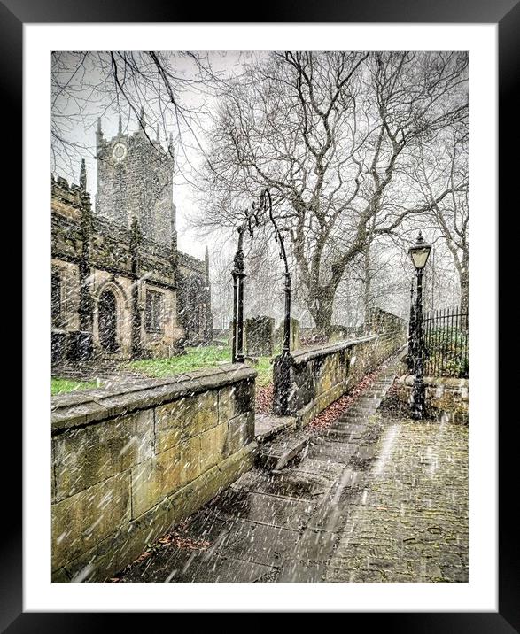 Sleet Storm at St Mary's Church  Framed Mounted Print by Peter Lewis