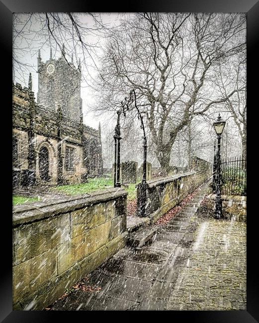 Sleet Storm at St Mary's Church  Framed Print by Peter Lewis