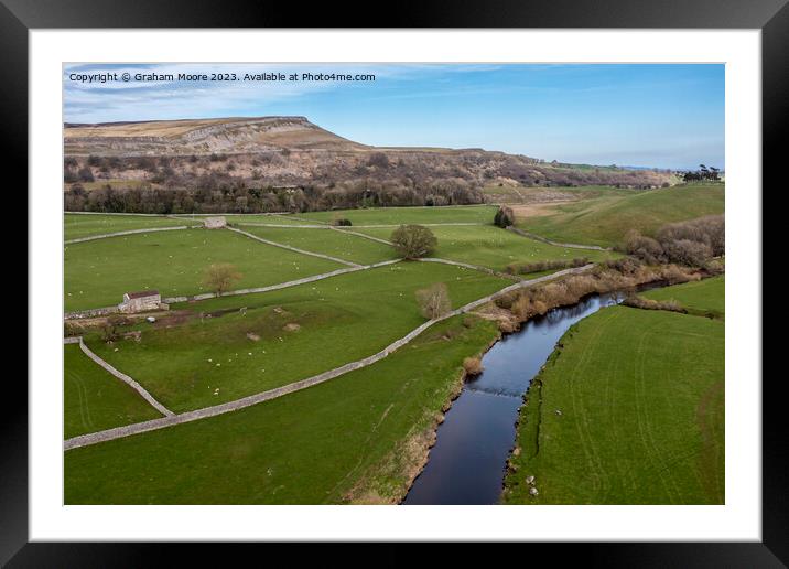 River Ure and Ivy Scar at Thornton Rust looking east Framed Mounted Print by Graham Moore