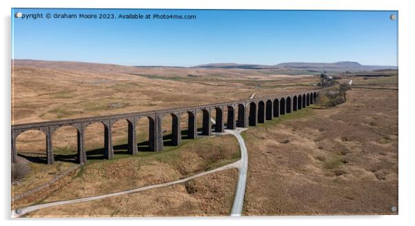 Ribblehead Viaduct elevated panorama Acrylic by Graham Moore