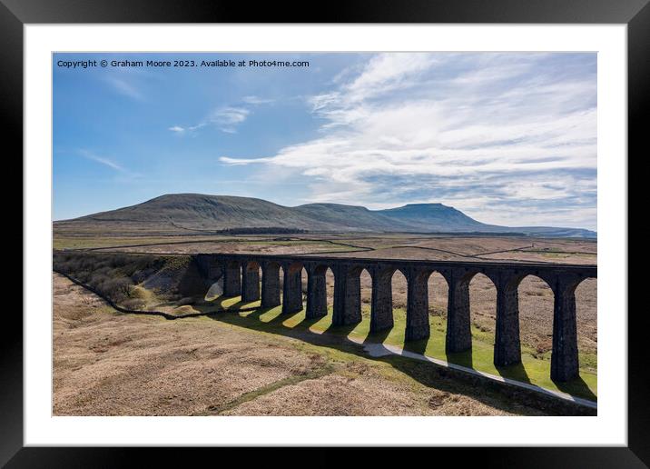 Ribblehead Viaduct and Ingleborough from the east Framed Mounted Print by Graham Moore