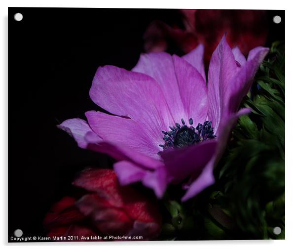 Purple Anemone Acrylic by Karen Martin