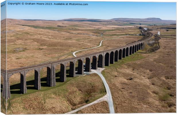 Ribblehead Viaduct elevated view Canvas Print by Graham Moore