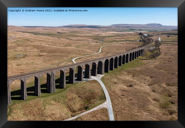 Ribblehead Viaduct elevated view Framed Print by Graham Moore
