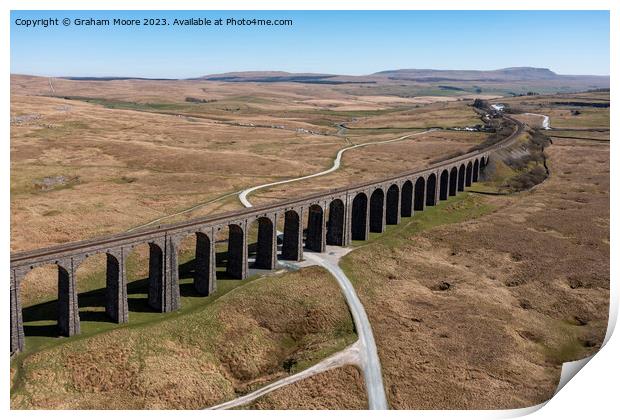 Ribblehead Viaduct elevated view Print by Graham Moore