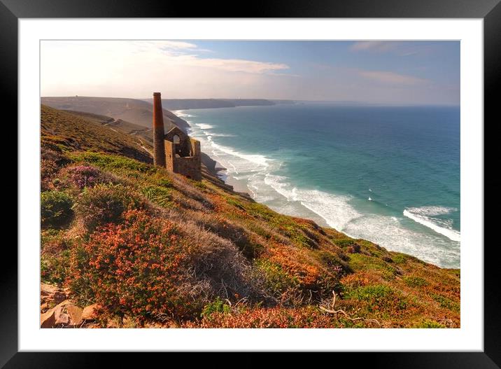 Views across wheel Coates tin min cornwall Framed Mounted Print by Tony lopez