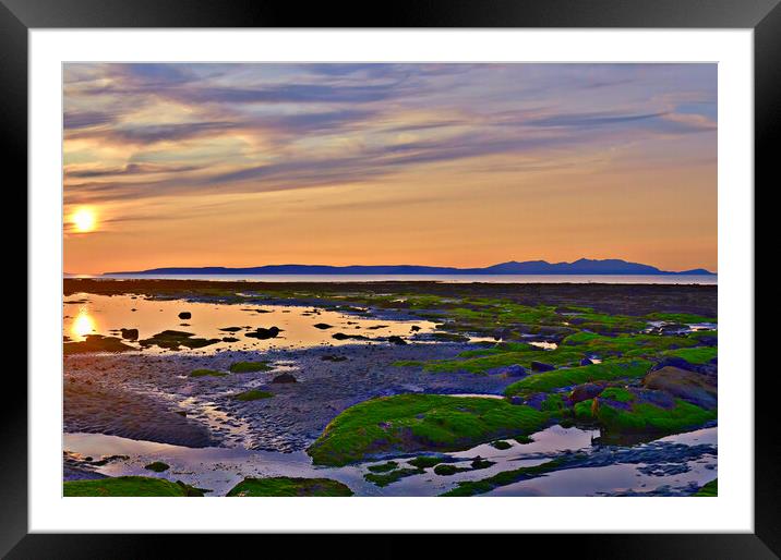 Greenan beach seascape and Arran sunset Framed Mounted Print by Allan Durward Photography