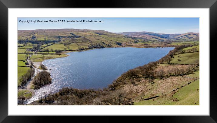 Semer Water elevated panorama Framed Mounted Print by Graham Moore