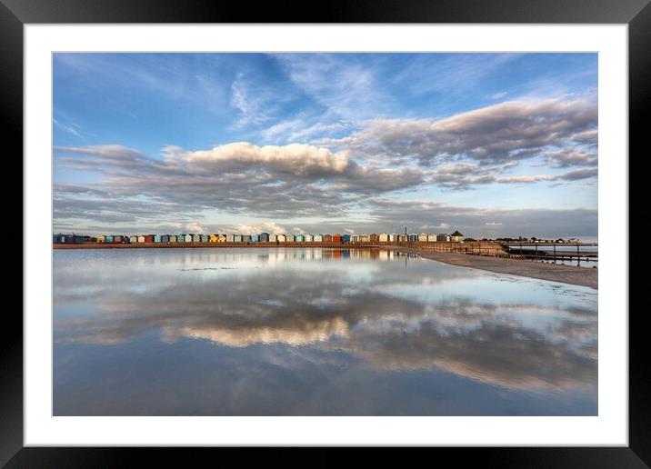 Cloudscape colours over Brightlingsea  tidal pool  Framed Mounted Print by Tony lopez