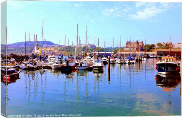 Harbour and Marina, Scarborough, Yorkshire. Canvas Print by john hill