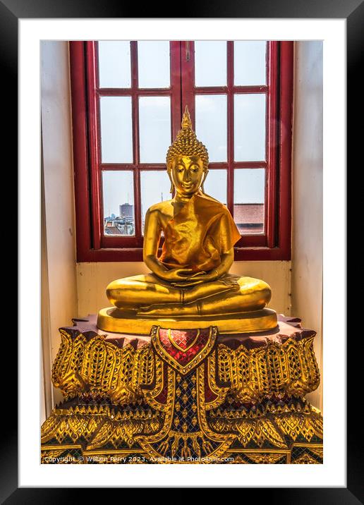 Golden Buddha Loha Prasat Hall Wat Ratchanaddaram Worawihan Bang Framed Mounted Print by William Perry