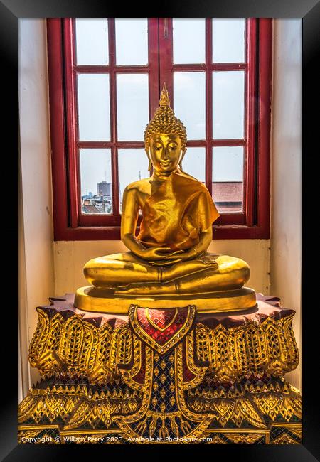 Golden Buddha Loha Prasat Hall Wat Ratchanaddaram Worawihan Bang Framed Print by William Perry