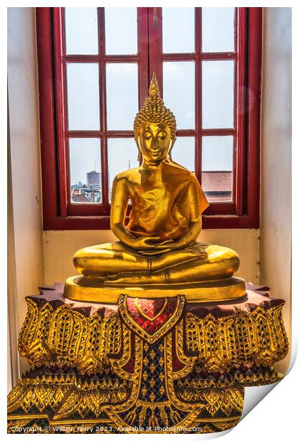Golden Buddha Loha Prasat Hall Wat Ratchanaddaram Worawihan Bang Print by William Perry