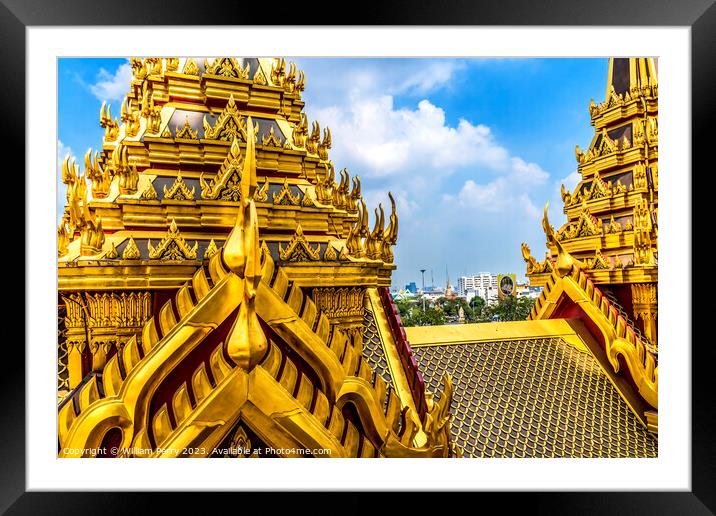 Spires Cityscape Loha Prasat Hall Wat Ratchanaddaram Worawihan B Framed Mounted Print by William Perry