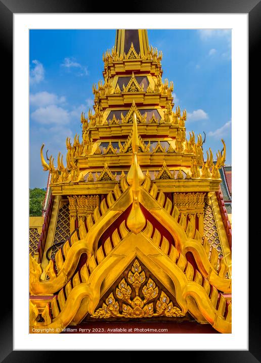 Spire Close Loha Prasat Hall Wat Ratchanaddaram Worawihan Bangko Framed Mounted Print by William Perry