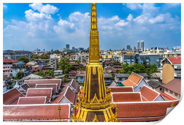 Spire Cityscape Loha Prasat Hall Wat Ratchanaddaram Worawihan Ba Print by William Perry