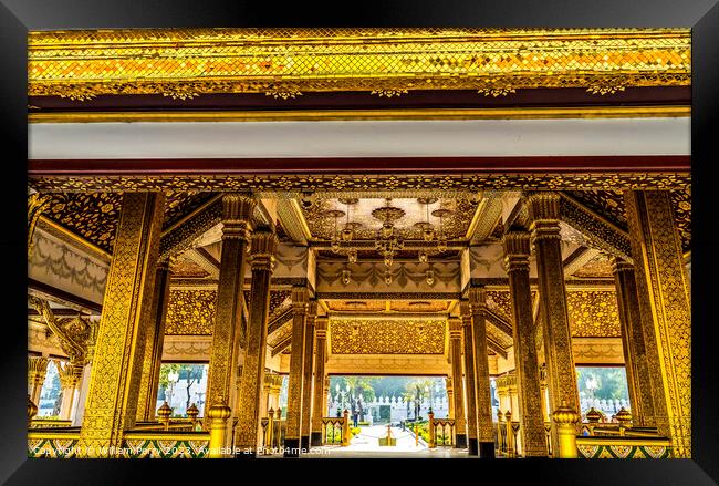 Golden Pavilion Wat Ratchanaddaram Worawihan Bangkok Thailand Framed Print by William Perry