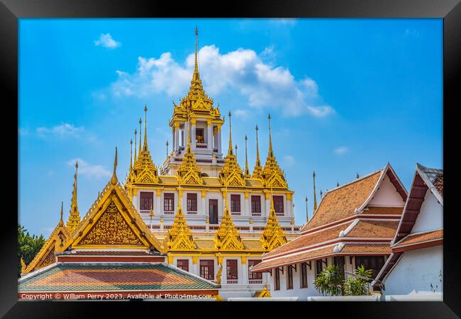 Loha Prasat Hall Wat Ratchanaddaram Worawihan Bangkok Thailand Framed Print by William Perry