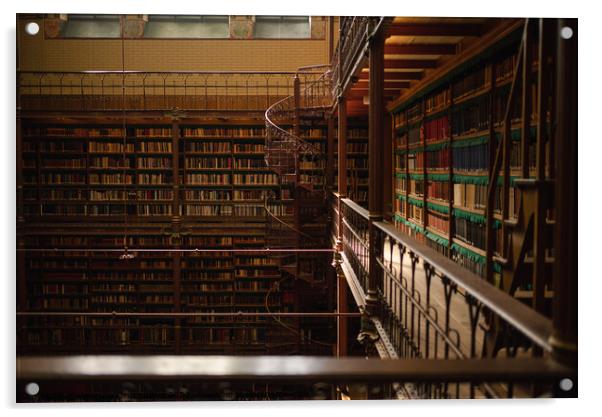 Library with old books Amsterdam Acrylic by Veronika Druzhnieva
