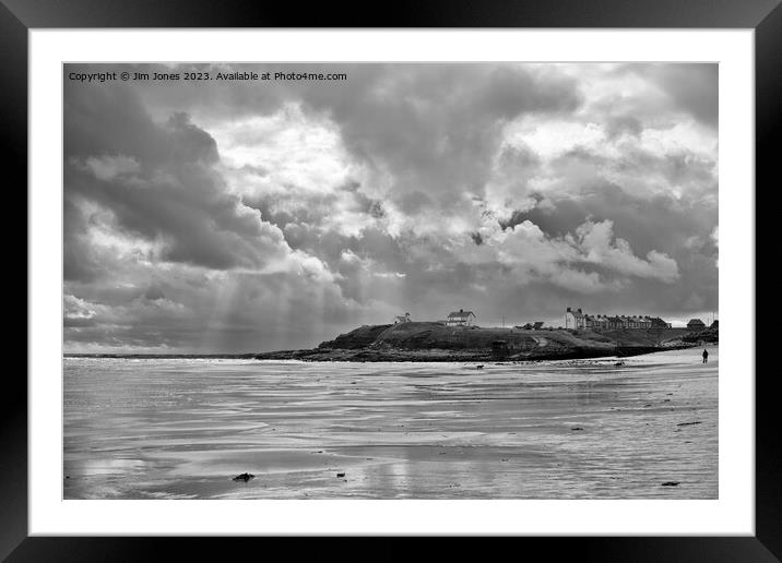 Storm clouds over Rocky Island - Monochrome Framed Mounted Print by Jim Jones