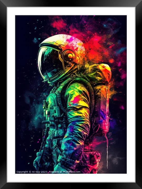 Rainbow Spaceman Framed Mounted Print by Craig Doogan Digital Art